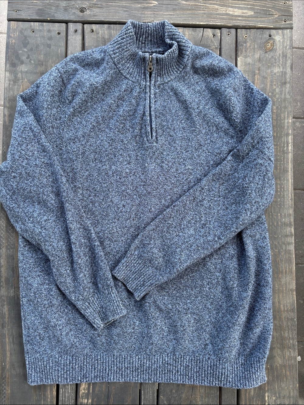 Croft & Barrow Men’s Knit Heathered Navy Quarter-Zip Sweater Size 2XB
